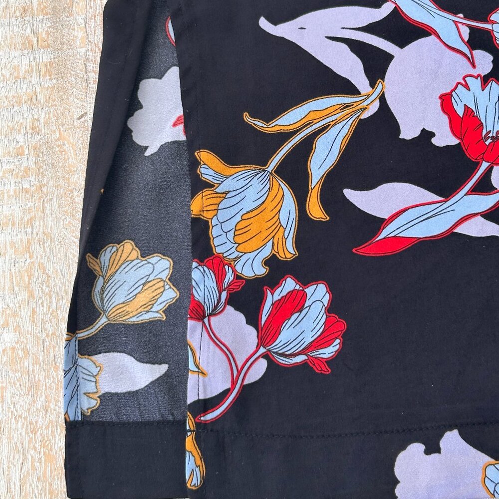 Who What Wear Black Long Floral Short Sleeve Round Collar Dress Size Large* - Picture 5 of 7